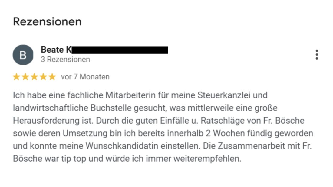 Google-Rezension von Beate K., Steuerkanzlei